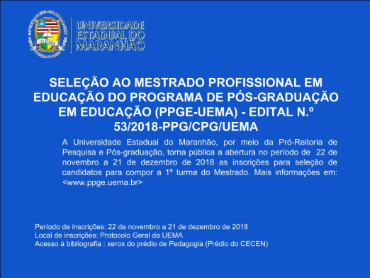 SELEÇÃO AO MESTRADO PROFISSIONAL EM EDUCAÇÃO DO PPGE