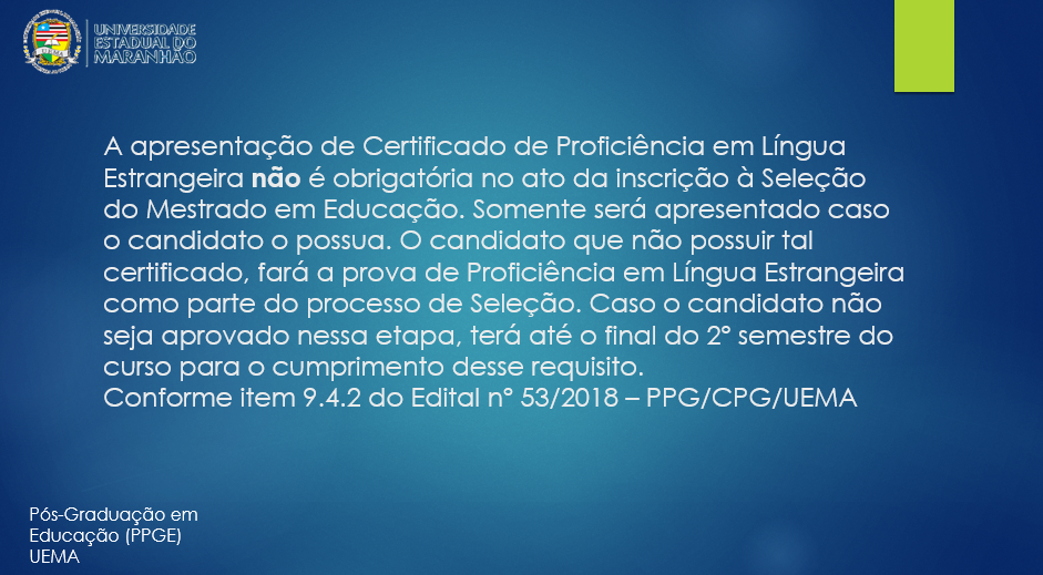 NOTA SOBRE EXAME DE PROFICIÊNCIA