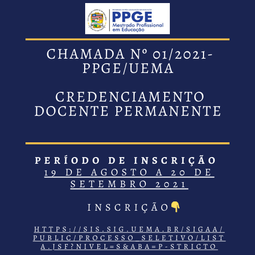 Chamada PPGE/UEMA nº 01/2021 – Credenciamento de Professores